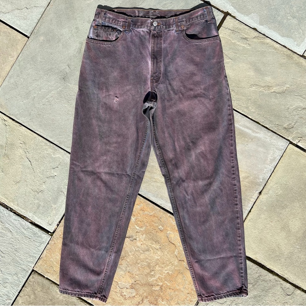 SOLD - Y2K Hand Dyed Baggy Distressed Jeans Reworked Upcycled